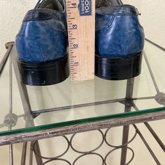 Hugo Vitelli shoes mens size 11 Blue Lace Up Oxford Faux leather Croc embossed
