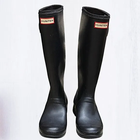 Hunter Black Tall Packable Original Tour Boots Size 7