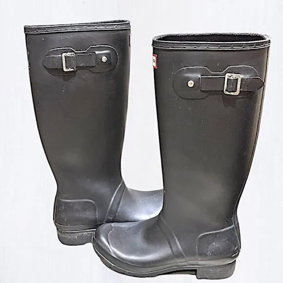 Hunter Black Tall Packable Original Tour Boots Size 7