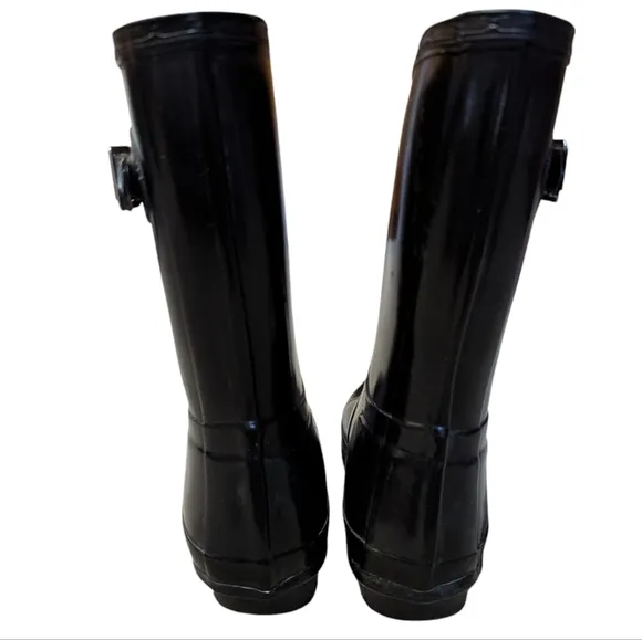 Hunter Boots Original Short Gloss Rain Snow Boots Black size 7 Classic Preppy