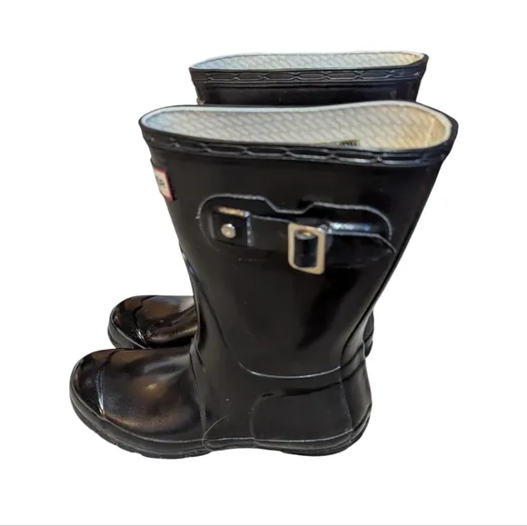 Hunter Boots Original Short Gloss Rain Snow Boots Black size 7 Classic Preppy