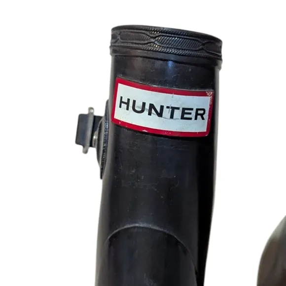 Hunter Boots Original Short Gloss Rain Snow Boots Black size 7 Classic Preppy