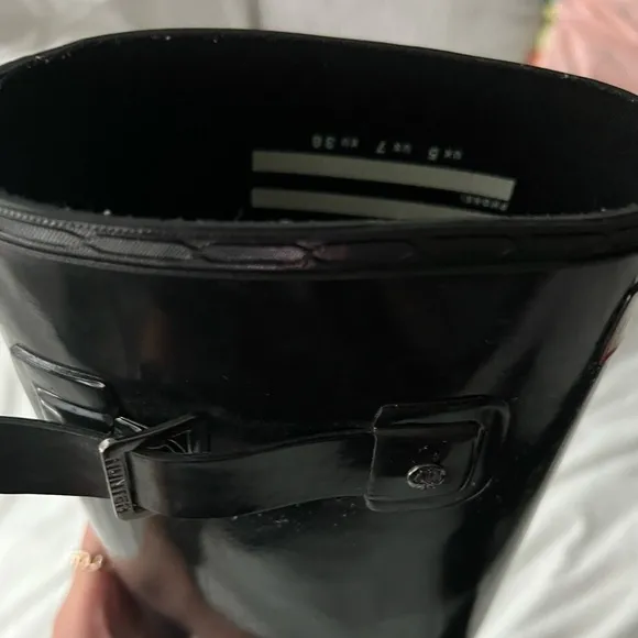 Hunter Boots Women's Original Tall Rain Boots Shine Black Size 7
