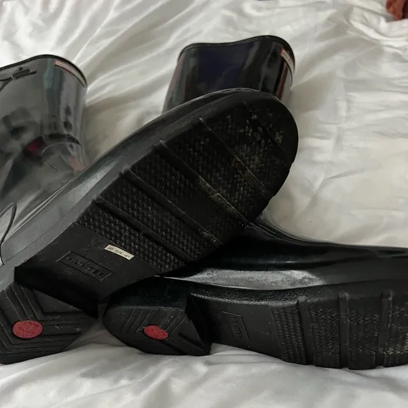 Hunter Boots Women's Original Tall Rain Boots Shine Black Size 7