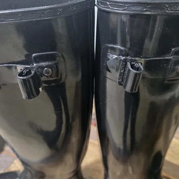 Hunter Original Refined Gloss Black Tall Wellington Rain Boots. 8W Girlhoodcore