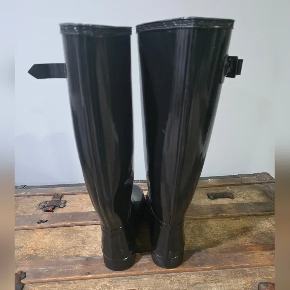 Hunter Original Refined Gloss Black Tall Wellington Rain Boots. 8W Girlhoodcore