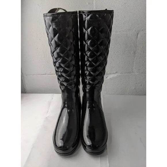 Hunter Refined Gloss Quilted Waterproof Boots US 6 EU 37 New without box