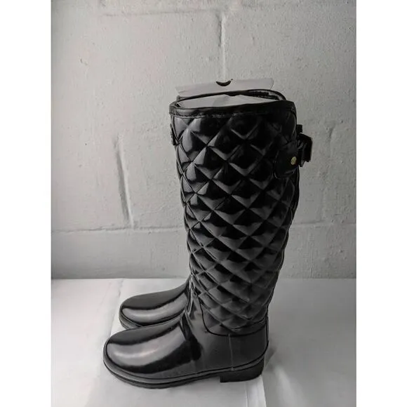 Hunter Refined Gloss Quilted Waterproof Boots US 6 EU 37 New without box
