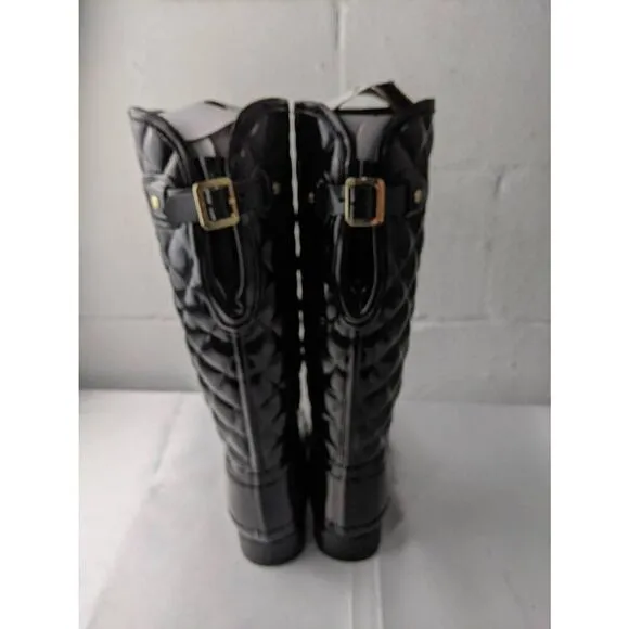 Hunter Refined Gloss Quilted Waterproof Boots US 6 EU 37 New without box