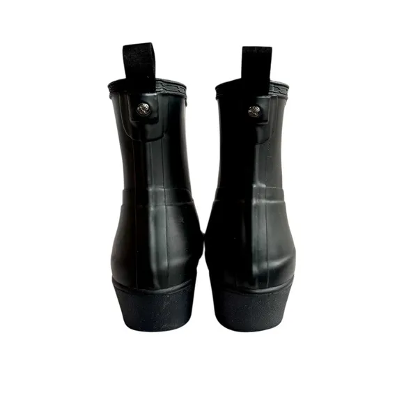 Hunter Refined Low Heel Ankle Biker Matte Rain Boots Luxury Shearling Insole Set