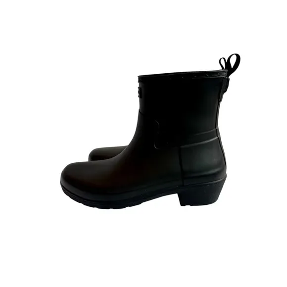 Hunter Refined Low Heel Ankle Biker Matte Rain Boots Luxury Shearling Insole Set