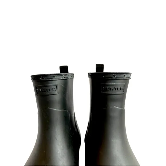 Hunter Refined Low Heel Ankle Biker Matte Rain Boots Luxury Shearling Insole Set