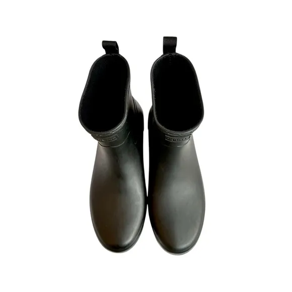 Hunter Refined Low Heel Ankle Biker Matte Rain Boots Luxury Shearling Insole Set