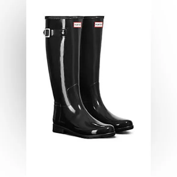 HUNTER Refined Tall Gloss Waterproof Rain Boot (Women) Size 7
