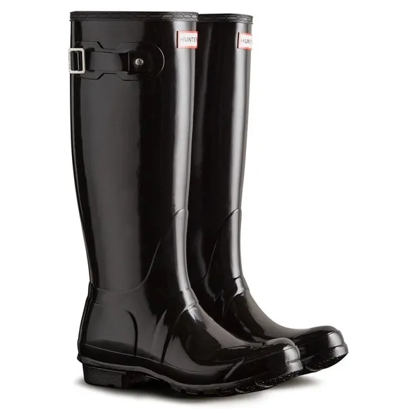 HUNTER Refined Tall Gloss Waterproof Rain Boot (Women) Size 7