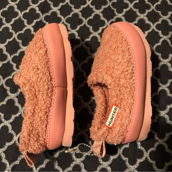 Hunter Toddler Girls Fuzzy Shoes Pink Sz 6 Faux Fur Slip On