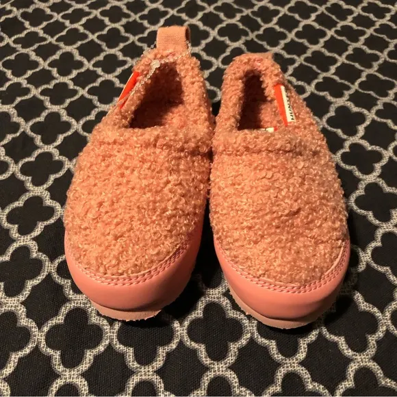 Hunter Toddler Girls Fuzzy Shoes Pink Sz 6 Faux Fur Slip On