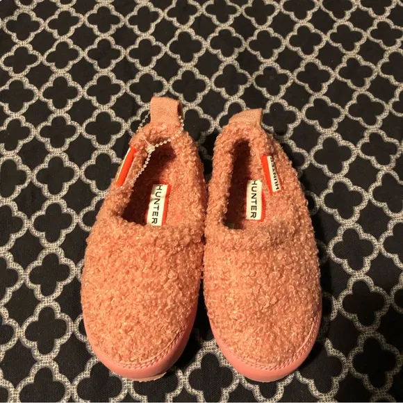 Hunter Toddler Girls Fuzzy Shoes Pink Sz 6 Faux Fur Slip On