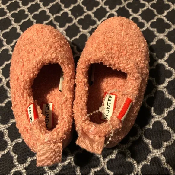Hunter Toddler Girls Fuzzy Shoes Pink Sz 6 Faux Fur Slip On