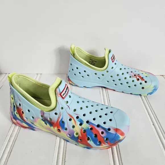 Hunter Water Shoes Womens Size 36 Blue Multicolored Marble Removable  Liner