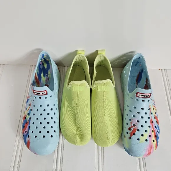 Hunter Water Shoes Womens Size 36 Blue Multicolored Marble Removable  Liner