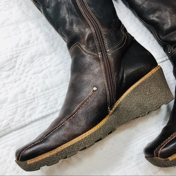 I Love Italian Shoes brown leather wedge boots s41