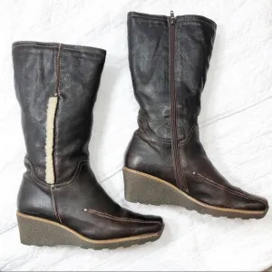I Love Italian Shoes brown leather wedge boots s41