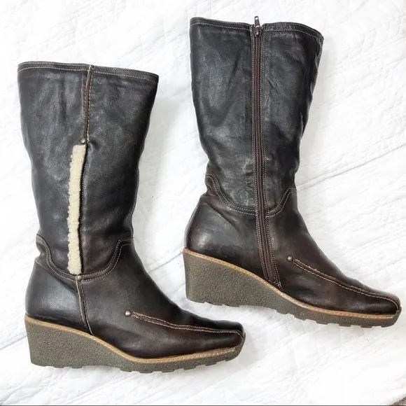 I Love Italian Shoes brown leather wedge boots s41