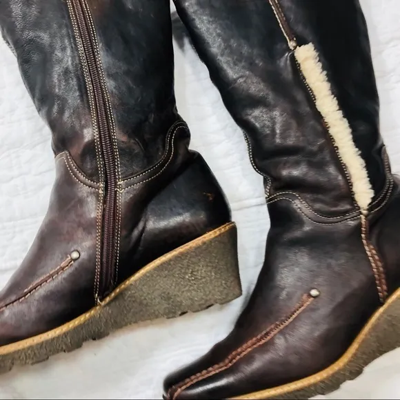 I Love Italian Shoes brown leather wedge boots s41