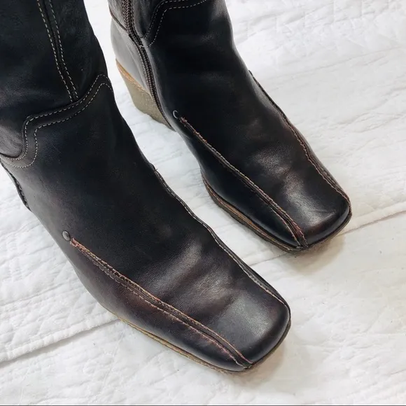 I Love Italian Shoes brown leather wedge boots s41