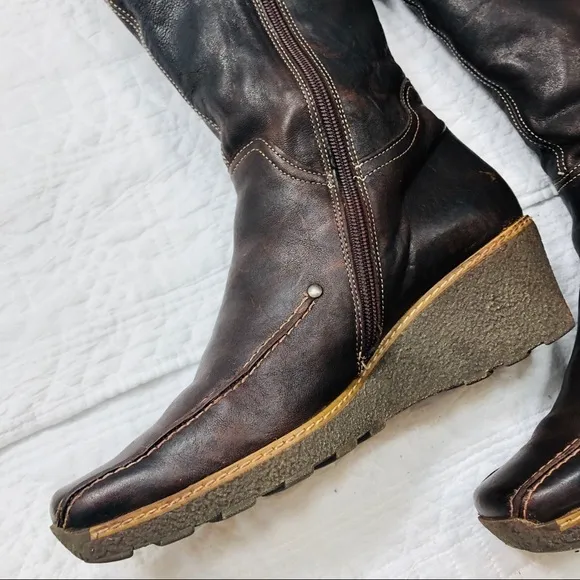 I Love Italian Shoes brown leather wedge boots s41