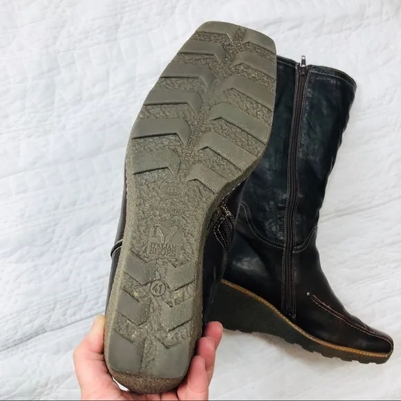I Love Italian Shoes brown leather wedge boots s41