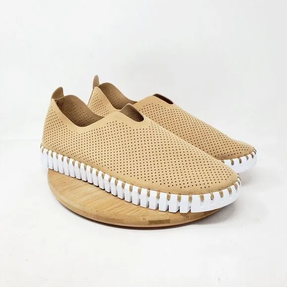 Ilse Jacobsen Tulip Shoes Women 40 Tan Slip On Comfort Sneakers Flat Loafer