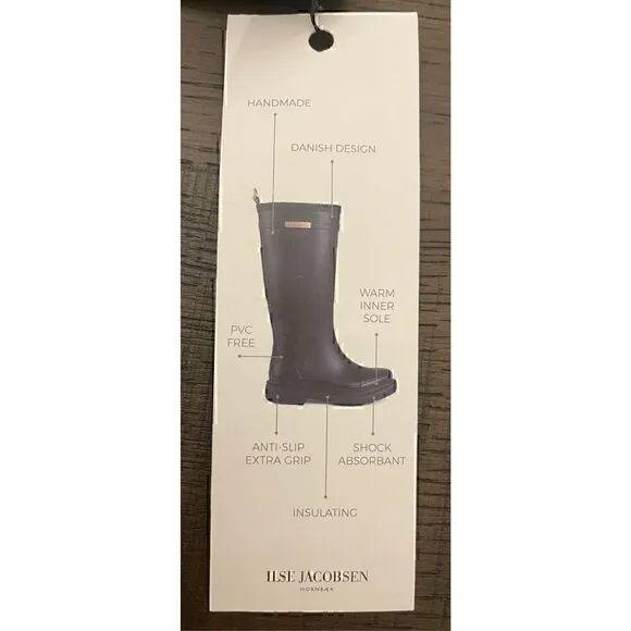 Ilse Jacobsen Handmade Black Winter and Rain Boots Wellies 3/4 height Size 36