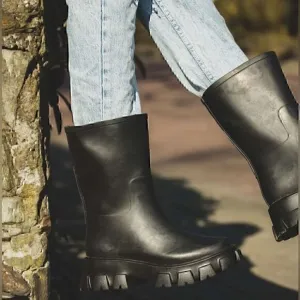 Ilse Jacobsen Handmade Black Winter and Rain Boots Wellies 3/4 height Size 36