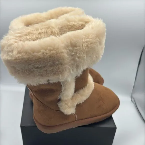 I.N.C. Big Girls Witty Faux Fur Boots, booties, shoes chestnut