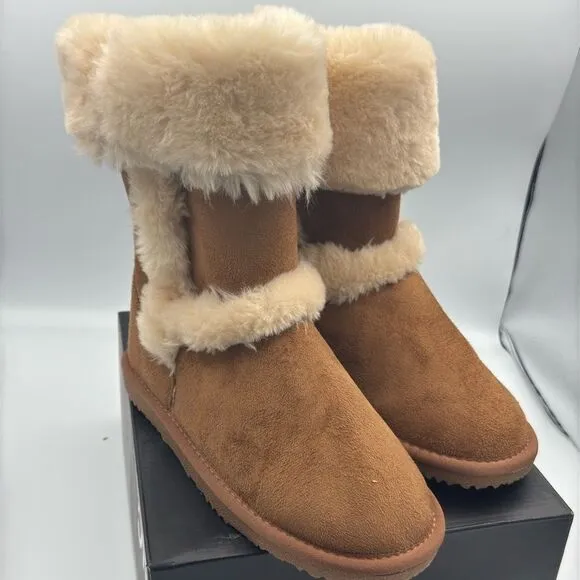 I.N.C. Big Girls Witty Faux Fur Boots, booties, shoes chestnut