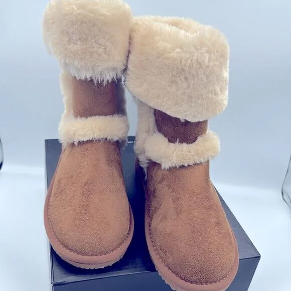 I.N.C. Big Girls Witty Faux Fur Boots, booties, shoes chestnut