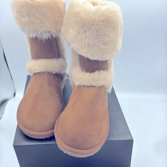 I.N.C. Big Girls Witty Faux Fur Boots, booties, shoes chestnut