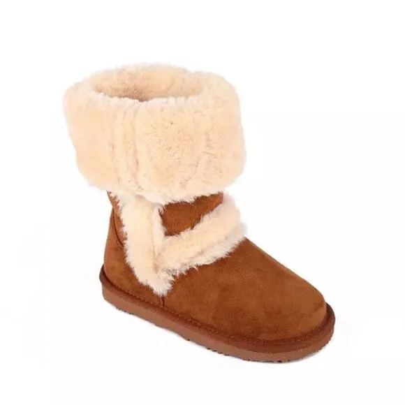 I.N.C. Big Girls Witty Faux Fur Boots, booties, shoes chestnut
