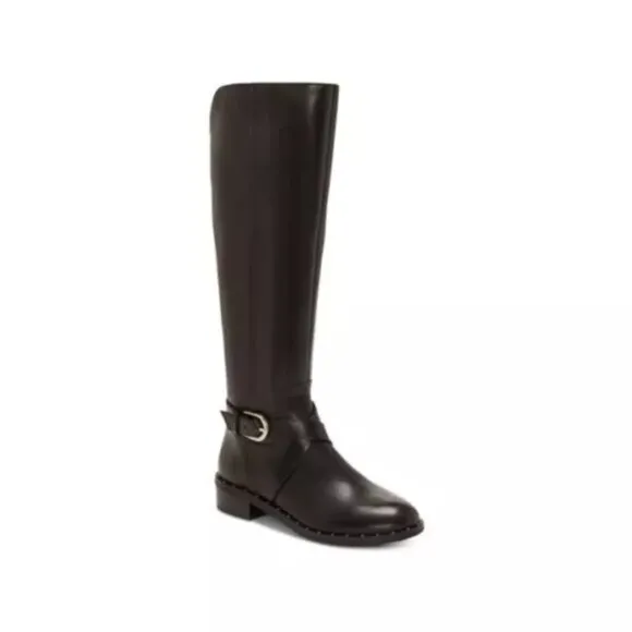INC International Concepts Fadoral Women Brown Leather Knee High Riding Boot 10M