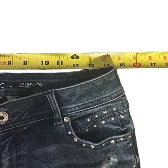 INC Skinny Leg Studded Jeans with Raw Hem Sz 4
