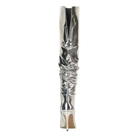 INC Women's Iyonna Over The Knee Slouch Boots Silver Size 6 1/2