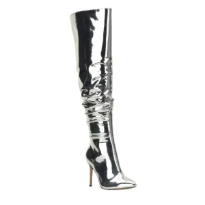 INC Women's Iyonna Over The Knee Slouch Boots Silver Size 6 1/2