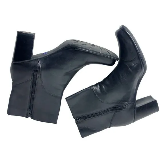 Indigo Saunter Black Leather Ankle Boots Size 11