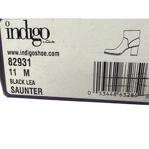 Indigo Saunter Black Leather Ankle Boots Size 11