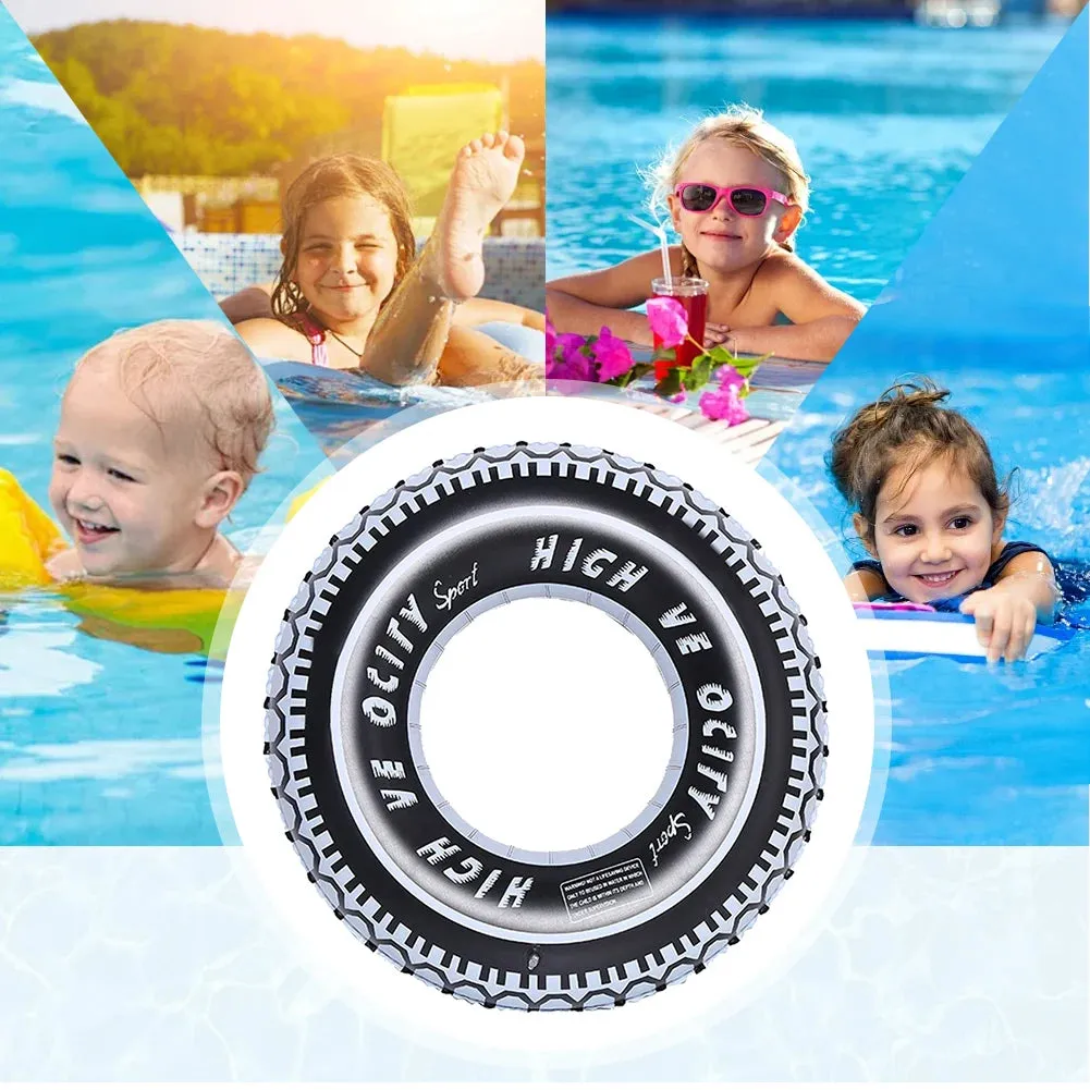 Inflatable Pool Float Circle Swimming Ring for Kids Adults Tire Pattern Summer Swimming Float Air Mattress Beach Party Pool Toys