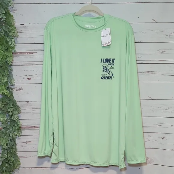INGEAR Men's Rash Guard UPF 50  UV Fishing Shirt Lightweight Quick Dry XL Mint