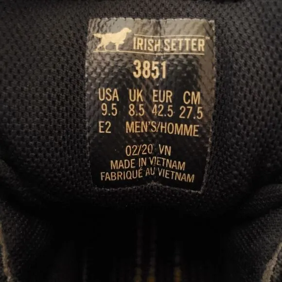 Irish Setter Canyon's Boots Waterproof Size 9.5