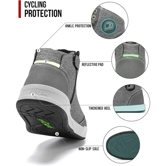 IRON JIA'S Men's Breathable Protective Motorcycle Shoes - Grey Size 10 (1346)